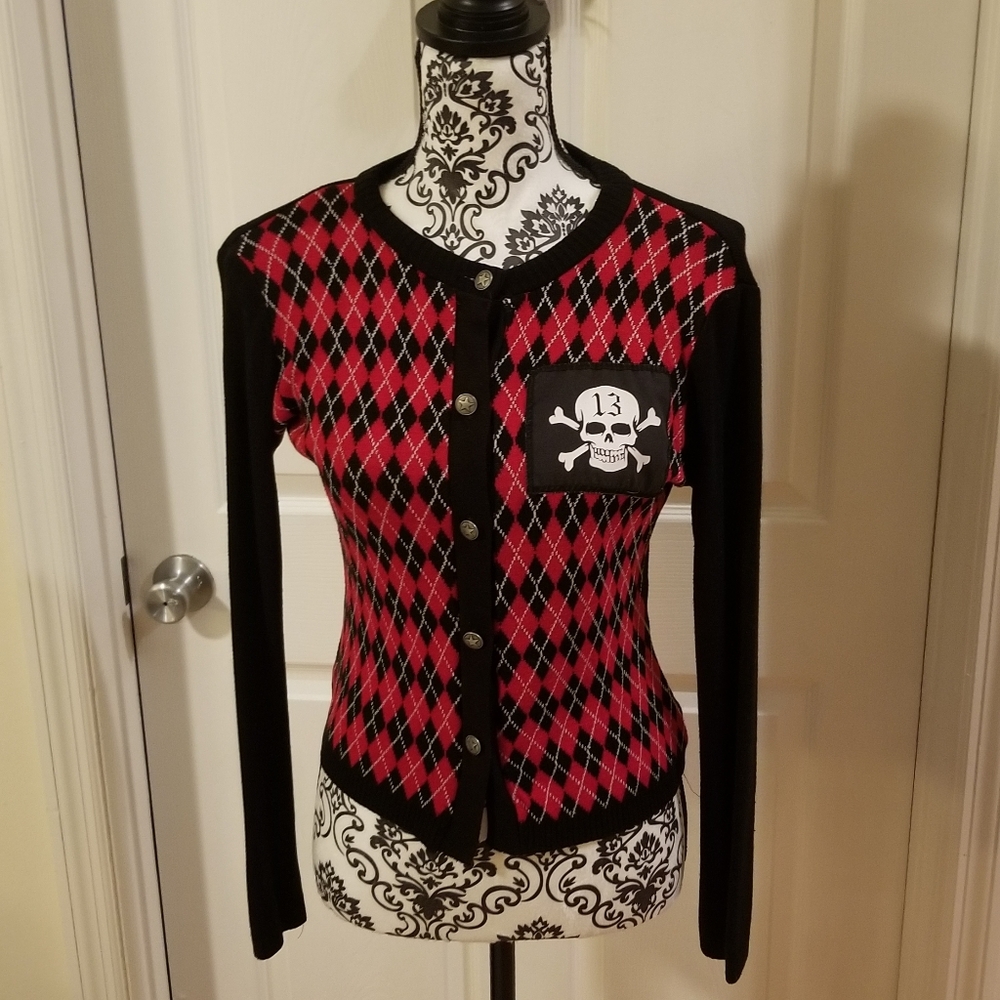 Lucky 13 Argyle Skull Cardigan